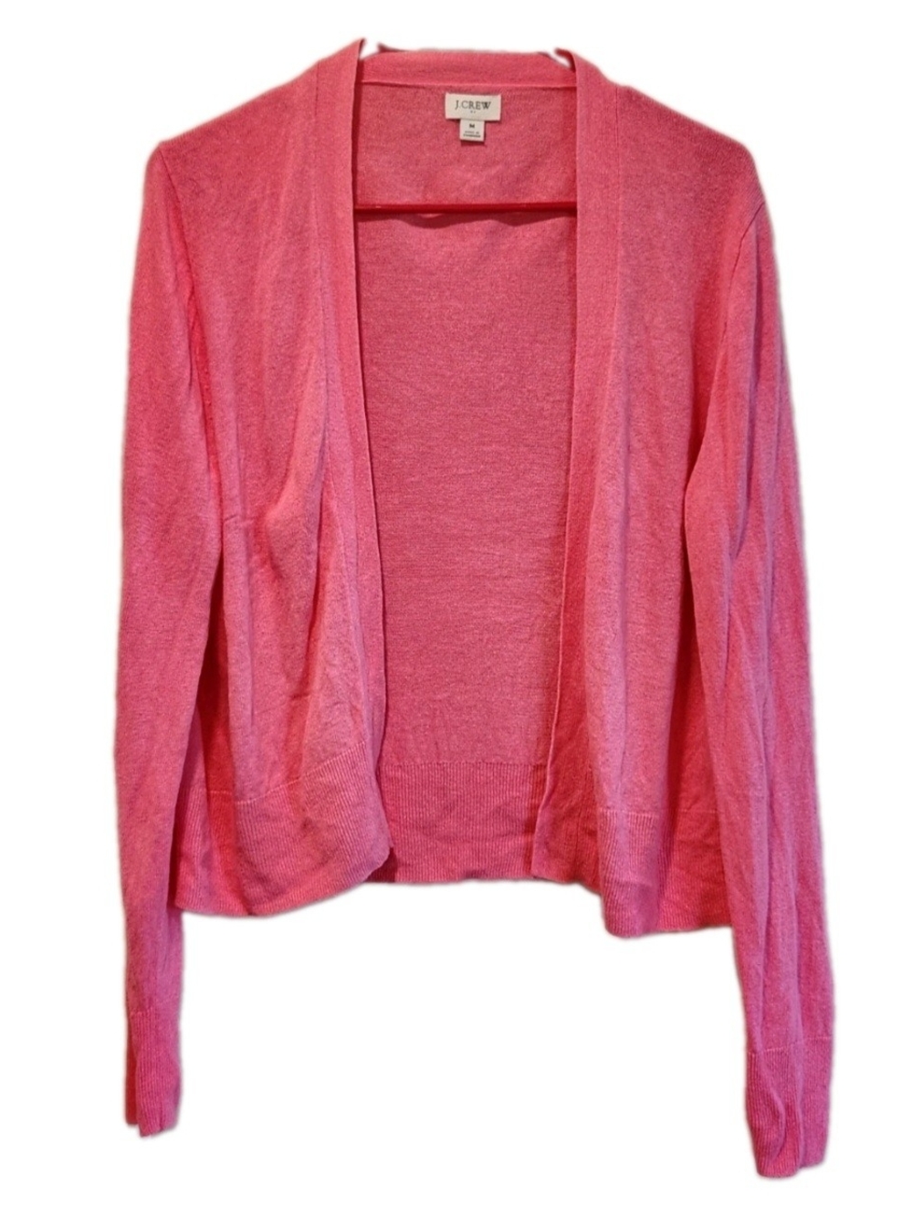 J. Crew Pink Open-Front Women's Cardigan Sweater Size M Linen Blend